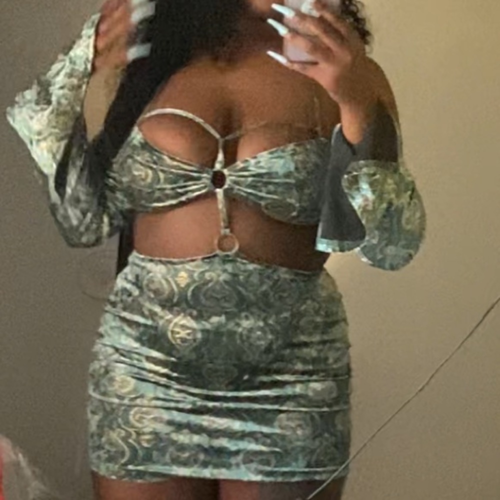 Zion velvet mini dress- green/combo